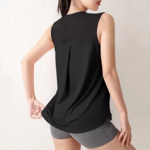 Women's Loose Quick-Dry Sports Tank Top New Yoga Training Vest Sleeveless Fitness Summer Top Running Exercise Cover-Up - Image 5