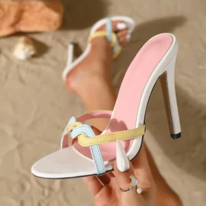 Eilyken Summer Open Toe Slippers Women Sexy Narrow Band Thin Heels Stripper Ladies Slides Shoes Zapatos De Mujer - Image 1