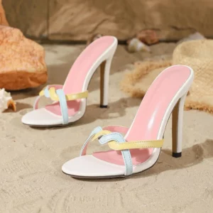 Eilyken Summer Open Toe Slippers Women Sexy Narrow Band Thin Heels Stripper Ladies Slides Shoes Zapatos De Mujer - Image 4