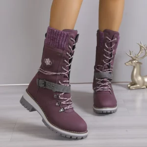 Plus Size Shoes for Women 36-43 Autumn Winter Fashion Warm Lace Up Platform Wedges Non-slip Mid-calf Boots Women Boot - Image 4