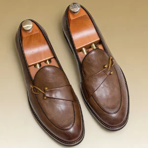 Classic Retro Dress Leather Shoes Slip On Loafers Men Monk Shoe Casual Daily Commute Business Office Wedding Oxfords Men Shoes - Image 3