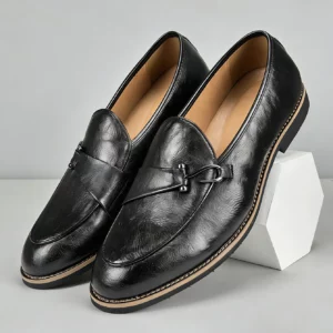 Classic Retro Dress Leather Shoes Slip On Loafers Men Monk Shoe Casual Daily Commute Business Office Wedding Oxfords Men Shoes - Image 4