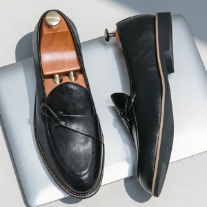 Classic Retro Dress Leather Shoes Slip On Loafers Men Monk Shoe Casual Daily Commute Business Office Wedding Oxfords Men Shoes - Image 6