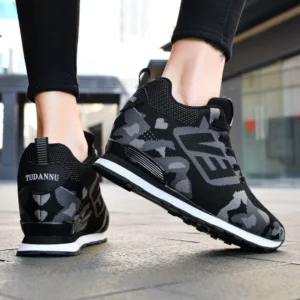 Women's Thick Soled Mesh Casual Summer Breathable Interior Height Increasing Camouflage Casual Thick Soled Sneakers Shoes 44 - Image 1