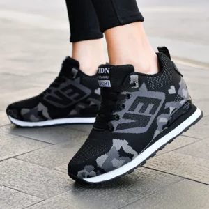 Women's Thick Soled Mesh Casual Summer Breathable Interior Height Increasing Camouflage Casual Thick Soled Sneakers Shoes 44 - Image 2