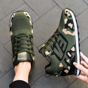 Women's Thick Soled Mesh Casual Summer Breathable Interior Height Increasing Camouflage Casual Thick Soled Sneakers Shoes 44 - Image 4