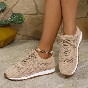 Design Hollow Up Casual Shoes for Women Fashion Mesh Breathable Vulcanized Shoes Woman Large Size 43 Lace Up Sneakers Mujer - Image 1