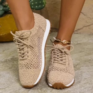 Design Hollow Up Casual Shoes for Women Fashion Mesh Breathable Vulcanized Shoes Woman Large Size 43 Lace Up Sneakers Mujer - Image 7