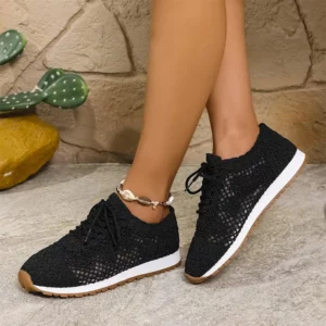 Design Hollow Up Casual Shoes for Women Fashion Mesh Breathable Vulcanized Shoes Woman Large Size 43 Lace Up Sneakers Mujer - Image 6