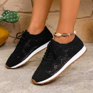 Design Hollow Up Casual Shoes for Women Fashion Mesh Breathable Vulcanized Shoes Woman Large Size 43 Lace Up Sneakers Mujer - Image 5
