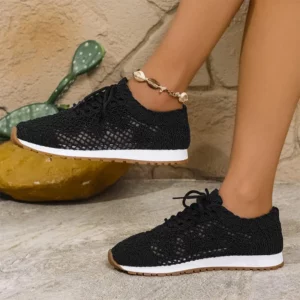 Design Hollow Up Casual Shoes for Women Fashion Mesh Breathable Vulcanized Shoes Woman Large Size 43 Lace Up Sneakers Mujer - Image 4