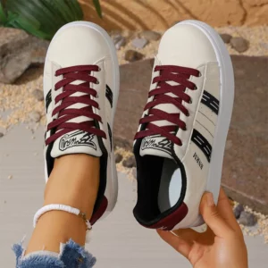 Thick Bottom Plus Size 43 Sneakers Women All-Match Mixed Color Vulcanized Shoes Woman 2026 Lace Up Round Toe Sports Shoes Lady - Image 1