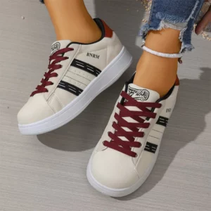 Thick Bottom Plus Size 43 Sneakers Women All-Match Mixed Color Vulcanized Shoes Woman 2026 Lace Up Round Toe Sports Shoes Lady - Image 3