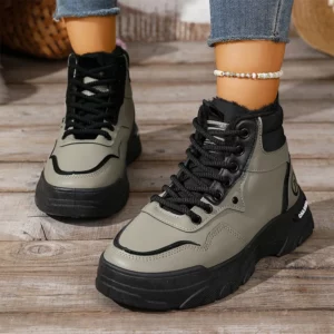 Fleece Lined Warm Sports Shoes Women Outdoor Walking Lace Up Sneakers Woman Winter High Top Plus Size 39-44 Sneakers for Men - Image 7