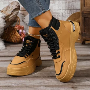 Fleece Lined Warm Sports Shoes Women Outdoor Walking Lace Up Sneakers Woman Winter High Top Plus Size 39-44 Sneakers for Men - Image 5