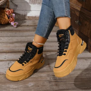 Fleece Lined Warm Sports Shoes Women Outdoor Walking Lace Up Sneakers Woman Winter High Top Plus Size 39-44 Sneakers for Men - Image 4