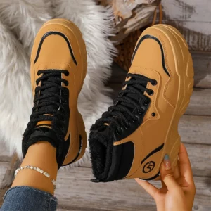 Fleece Lined Warm Sports Shoes Women Outdoor Walking Lace Up Sneakers Woman Winter High Top Plus Size 39-44 Sneakers for Men - Image 3