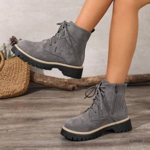 Womens Fashion Chunky Ankle Boots 2025 Comfortable Thick-soled Suede Leather Snow Boot Side-Zip Round Toe Short Boots Size 36-43 - Image 6