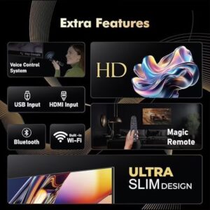SPJ SPJ 32-Inch HD Smart LED TV – WebOS Platform, Dolby Audio, Magic Remote, Apple AirPlay, Built-in Wi-Fi, HDMI & USB Ports, YouTube/Netflix/Prime Apps – Black | 1-Year Warranty - Image 3