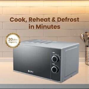 SPJ 20L Microwave Oven, 700W Power, 6 Power Levels, Defrost Function, 30-Minute Timer – Silver - Image 3