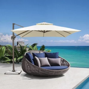 Outdoor courtyard terrace leisure large round bed hotel open-air rattan bed outdoor garden sun room lounge chair sofa - Image 2
