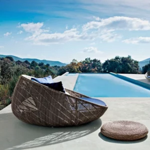 Outdoor courtyard terrace leisure large round bed hotel open-air rattan bed outdoor garden sun room lounge chair sofa - Image 4