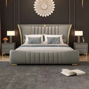 Luxury Bedroom Furniture Single Double Queen king Size Wooden Frame Modern Italian Leather Bed with Storage for Home Hotel Villa - Image 3