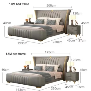 Luxury Bedroom Furniture Single Double Queen king Size Wooden Frame Modern Italian Leather Bed with Storage for Home Hotel Villa - Image 6