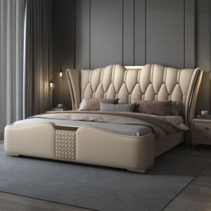 Italian Style Double Bed Modern Minimalist Camping Pliable Luxury Double Bed Headboard Storage Camas Matrimoniales Furniture - Image 3