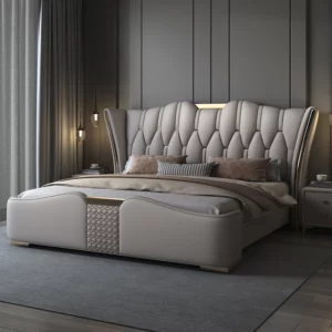 Italian Style Double Bed Modern Minimalist Camping Pliable Luxury Double Bed Headboard Storage Camas Matrimoniales Furniture - Image 4