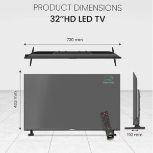 Nobel 32 Inch Led TV, Frameless, HD DLED 3xHDMI, 1xUSB,2xRF Input, 1xEarphone Output, 1xAV Input, 1xLAN With Remote Control, 19.2 x 72 x 46.2 (W x D x H) cm NTV32FL Black - Image 2