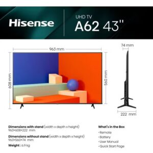 Hisense 4K UHD Smart Television 43 Inch 2023 Model 43A62KS Black - Image 2