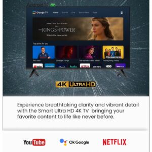 H2O 50-Inch Frameless Smart TV with Android 14 – 4K UHD, Google Assistant, Chromecast Built-In, Voice Remote - Image 2