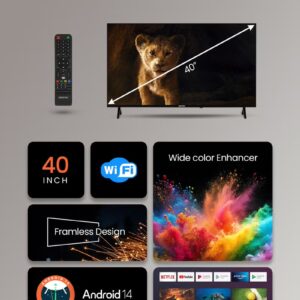 KRYPTON 40 Inch Frameless HD Smart LED TV With Remote Control, HDMI And USB Ports, Head Phone Jack, PC Audio In ,Wi-Fi, Android 14.0 With E-Share, YouTube, Netflix Etc. - Image 8