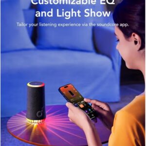 Soundcore Glow Portable Speaker With 30W 360° Sound, Synchronized Radiant Light, 18H Playback, Customizable EQ And Light Show, And IP67 Waterproof Black - Image 4
