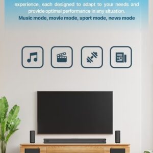 Powerology Wireless Home Theater Sound Bar 5.2.4CH Dual Woofer System / Dolby Atoms Immersive Powerful Sound / Universal Audio Interface / Wireless Mic Included / Wireless Woofers & Speakers /Easy Setup and Connectivity / Bluetooth - Black - Image 7