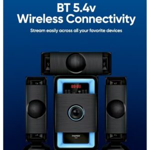 Faster E50 3.1 Channel Speaker System 70W Subwoofer + 64GB USB 3.1 Flash Drive Bundle – Hi-Fi Home Stereo with Bluetooth 5.4, Remote Control, USB, AUX, SD, FM – Deep Bass Multimedia Theater System & Super-Fast Metal Pendrive for TV, PC, and Laptop - Image 3