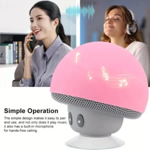 Mini Mushroom Bluetooth Speaker Waterproof Suction Cup Portable Speaker with HD Bass Creative Cartoon Gift for Bathroom Outdoor - Image 3