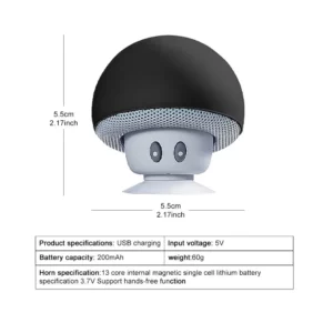 Mini Mushroom Bluetooth Speaker Waterproof Suction Cup Portable Speaker with HD Bass Creative Cartoon Gift for Bathroom Outdoor - Image 6