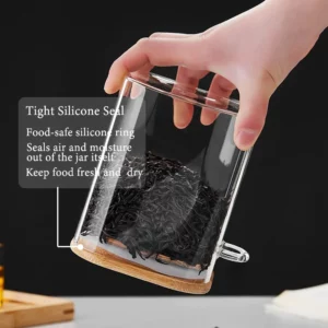 1/2/3/4pcs Airtight Glass Jars with Bamboo Lids and Spoons 18oz Transparent Glass Bulk Food Storage Jar for Spices, Beans, Tea - Image 4