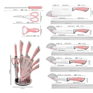 Pink Stainless Steel Kitchen Knife Set Hollow Handle Knife Combo Available In Stock Home And Garden Kitchen Dining Bar - Image 4