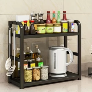 1pc 2-Tier Metal Countertop Shelf - Space Saving Organizer for Coffee, Mugs & Condiments, Rustproof Kitchen Rack - Image 7