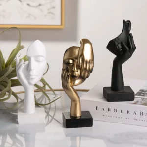 Nordic Resin Abstract Statue Desktop Ornaments Sculpture Figurines Face Character Light Luxury Art Crafts Office Home Decor - Image 2