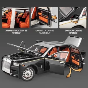 1:18 Rolls-Royce Phantom Model Car, Zinc Alloy Pull Back Toy Diecast Car with Sound and Light, Realistic Modeling Model Toy111 - Image 5