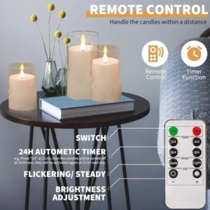 Led Electronic Candles Light Flameless Remote Timer Flickering Lamp Clear Acrylic Glass Battery Powered Wedding Party Christmas - Image 3