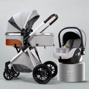 Luxury 4-in-1 Portable Alloy Baby Stroller 3-in-1 Foldable Pram Buggy with Carry Basket Multi-functional Model - Image 2
