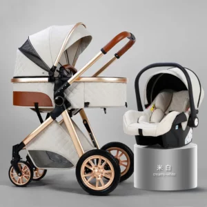 Luxury 4-in-1 Portable Alloy Baby Stroller 3-in-1 Foldable Pram Buggy with Carry Basket Multi-functional Model - Image 3
