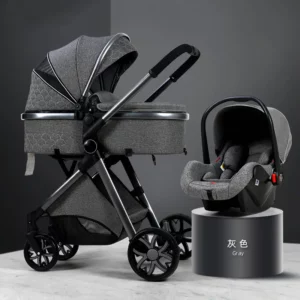 Luxury 4-in-1 Portable Alloy Baby Stroller 3-in-1 Foldable Pram Buggy with Carry Basket Multi-functional Model - Image 5