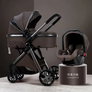 Luxury 4-in-1 Portable Alloy Baby Stroller 3-in-1 Foldable Pram Buggy with Carry Basket Multi-functional Model - Image 6