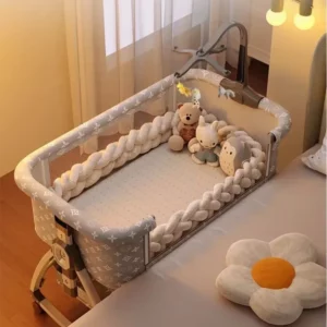 All-in-One Nursery Solution: Foldable 5-in-1 Crib with Detachable Diaper Table, Rocking Bassinet & Travel Portability - Image 4